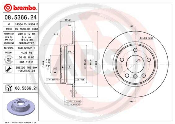 A.B.S. 08.5366.21 - Disc frana - allinparts.ro