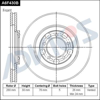 ADVICS A6F430B - Disc frana allinparts.ro