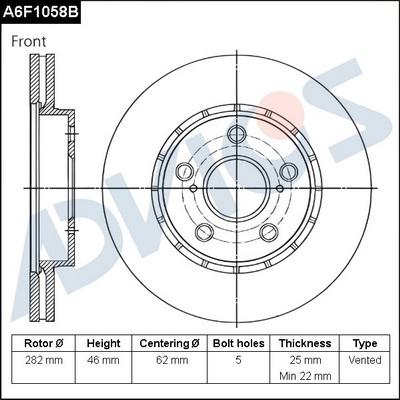 ADVICS A6F1058B - Disc frana allinparts.ro
