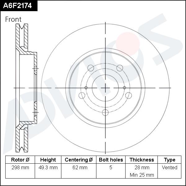 ADVICS A6F2174 - Disc frana allinparts.ro