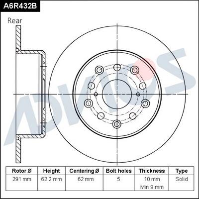 ADVICS A6R432B - Disc frana - allinparts.ro