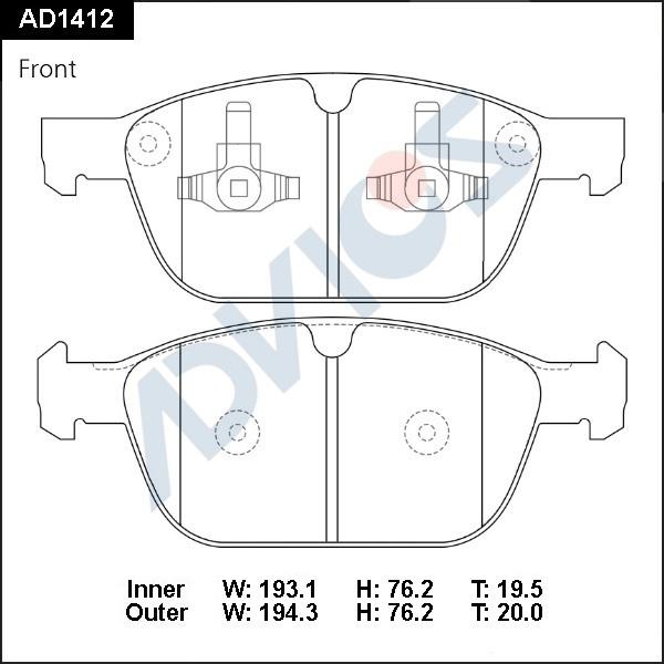 ADVICS AD1412 - Set placute frana,frana disc - allinparts.ro