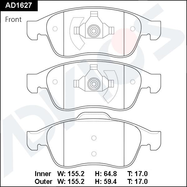 ADVICS AD1627 - Set placute frana,frana disc allinparts.ro