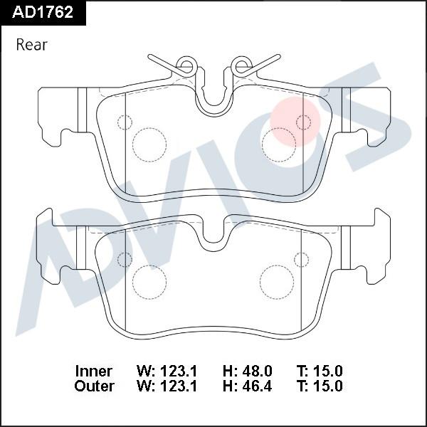 ADVICS AD1762 - Set placute frana,frana disc - allinparts.ro