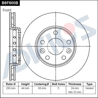 ADVICS B6F600B - Disc frana - allinparts.ro