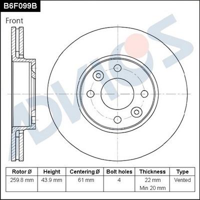 ADVICS B6F099B - Disc frana allinparts.ro