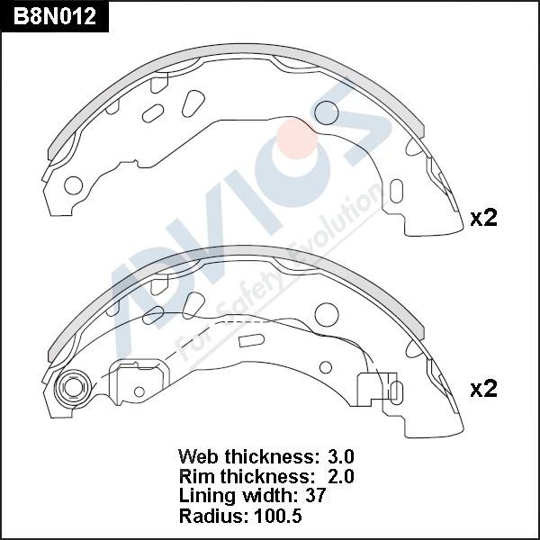 ADVICS B8N012 - Set saboti frana allinparts.ro