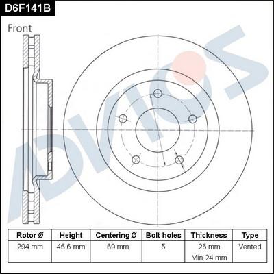 ADVICS D6F141B - Disc frana - allinparts.ro