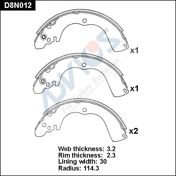 ADVICS D8N012 - Set saboti frana - allinparts.ro