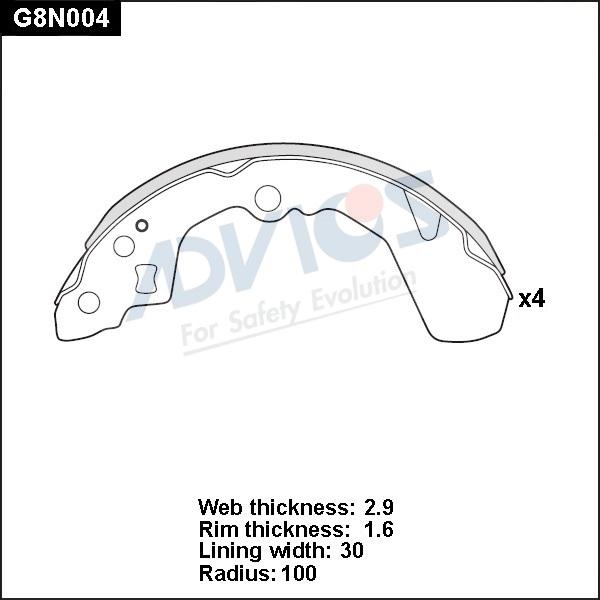 ADVICS G8N004 - Set saboti frana allinparts.ro
