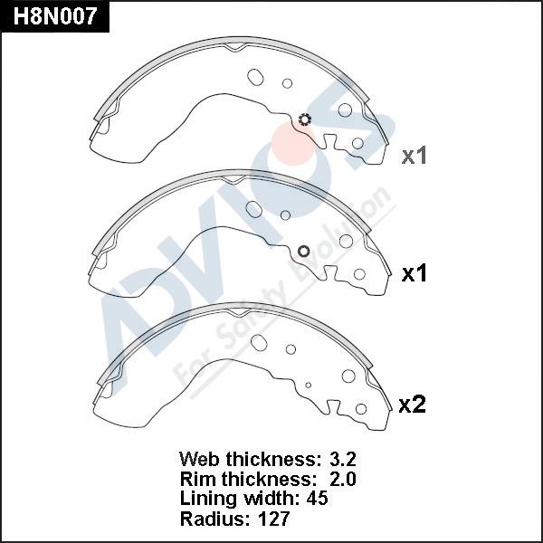 ADVICS H8N007 - Set saboti frana - allinparts.ro