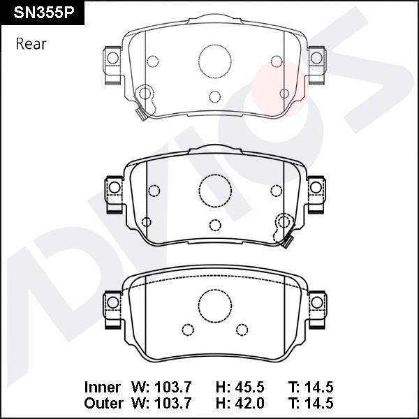 ADVICS SN355P - Set placute frana,frana disc - allinparts.ro