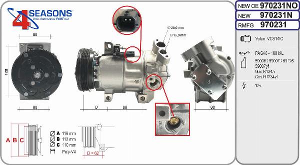 AHE 970231N - Compresor, climatizare - allinparts.ro