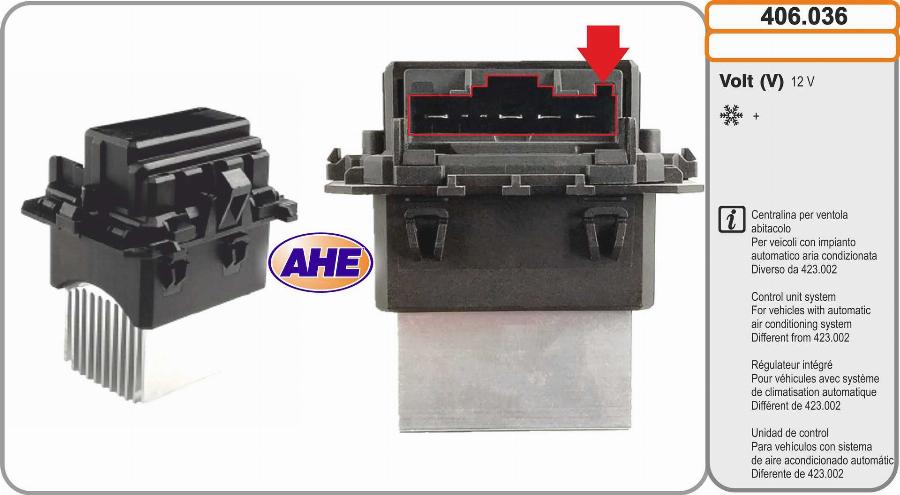 AHE 406.036 - Unitate comanda, ventilator electric (racire motor) - allinparts.ro