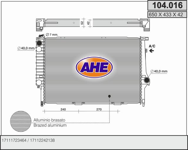 AHE 104.016 - Radiator, racire motor - allinparts.ro