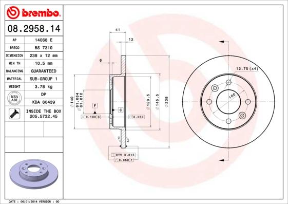 AP 14068 E - Disc frana - allinparts.ro