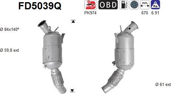 AS FD5039Q - Filtru funingine / particule, sist.de esapament - allinparts.ro