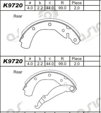 Asimco K9720 - Set saboti frana allinparts.ro