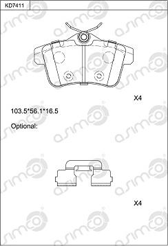 Asimco KD7411 - Set placute frana,frana disc allinparts.ro