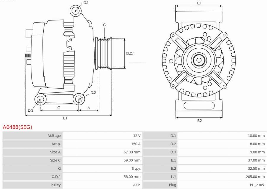 AS-PL A0488(SEG) - Generator / Alternator - allinparts.ro