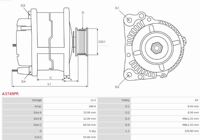 AS-PL A3749PR - Generator / Alternator - allinparts.ro