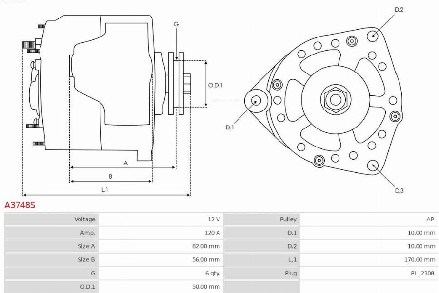 AS-PL A3748S - Generator / Alternator - allinparts.ro