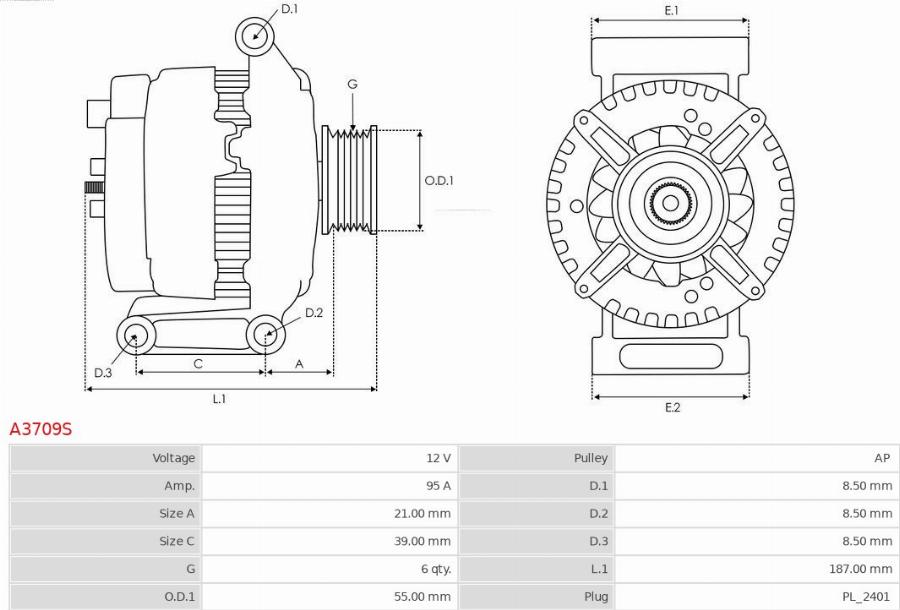 AS-PL A3709S - Generator / Alternator - allinparts.ro
