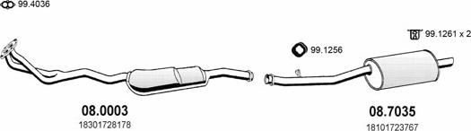 ASSO ART0309 - Sistem de esapament - allinparts.ro