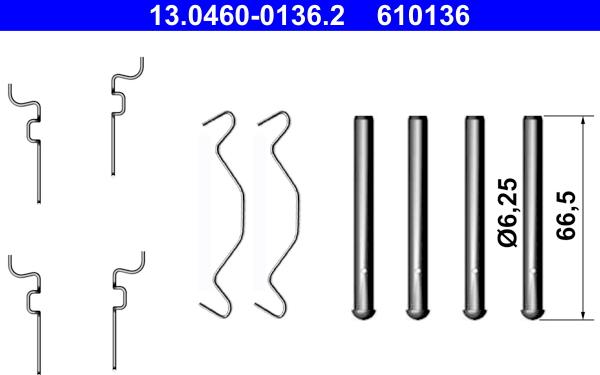 ATE 13.0460-0136.2 - Set accesorii, placute frana allinparts.ro