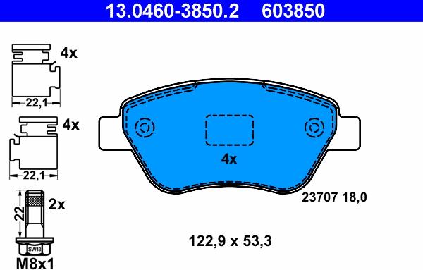 ATE 13.0460-3850.2 - Set placute frana,frana disc allinparts.ro