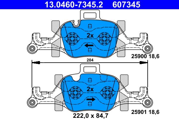 ATE 13.0460-7345.2 - Set placute frana,frana disc allinparts.ro