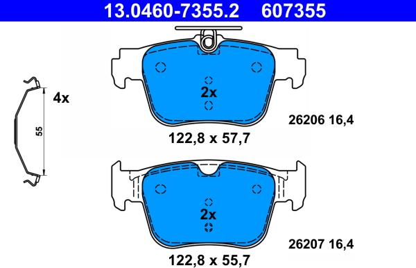 ATE 13.0460-7355.2 - Set placute frana,frana disc allinparts.ro