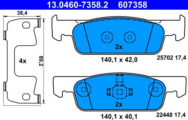ATE 13.0460-7358.2 - Set placute frana,frana disc - allinparts.ro