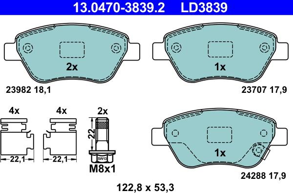 ATE 13.0470-3839.2 - Set placute frana,frana disc - allinparts.ro