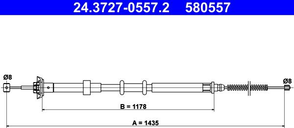 ATE 24.3727-0557.2 - Cablu, frana de parcare - allinparts.ro