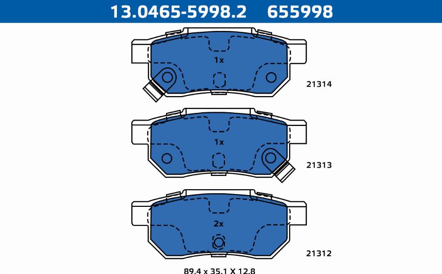ATE-APAC 13.0465-5998.2 - Set placute frana,frana disc allinparts.ro