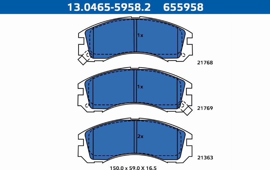 ATE-APAC 13.0465-5958.2 - Set placute frana,frana disc allinparts.ro