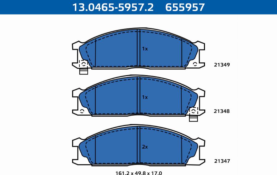 ATE-APAC 13.0465-5957.2 - Set placute frana,frana disc allinparts.ro