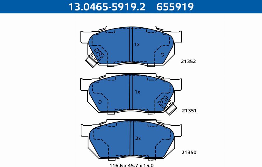 ATE-APAC 13.0465-5919.2 - Set placute frana,frana disc - allinparts.ro