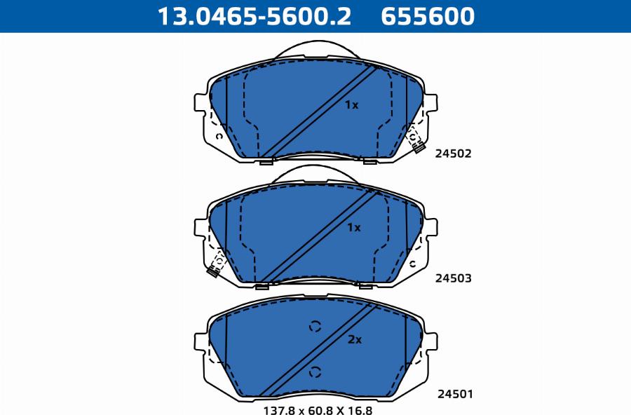 ATE-APAC 13.0465-5600.2 - Set placute frana,frana disc allinparts.ro