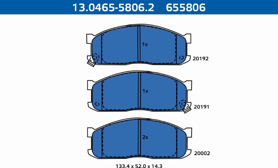 ATE-APAC 13.0465-5806.2 - Set placute frana,frana disc allinparts.ro