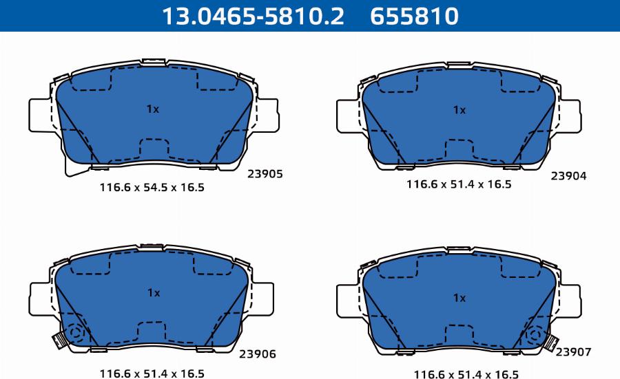 ATE-APAC 13.0465-5810.2 - Set placute frana,frana disc allinparts.ro