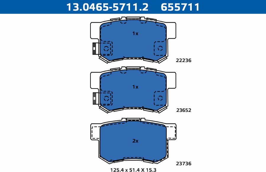 ATE-APAC 13.0465-5711.2 - Set placute frana,frana disc allinparts.ro