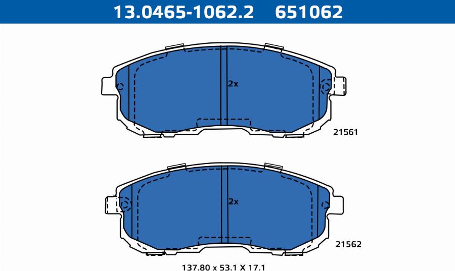 ATE-APAC 13.0465-1062.2 - Set placute frana,frana disc allinparts.ro
