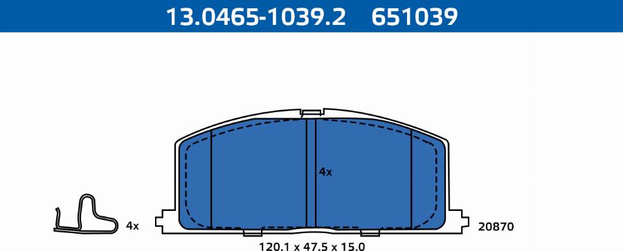 ATE-APAC 13.0465-1039.2 - Set placute frana,frana disc allinparts.ro