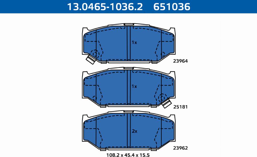 ATE-APAC 13.0465-1036.2 - Set placute frana,frana disc allinparts.ro
