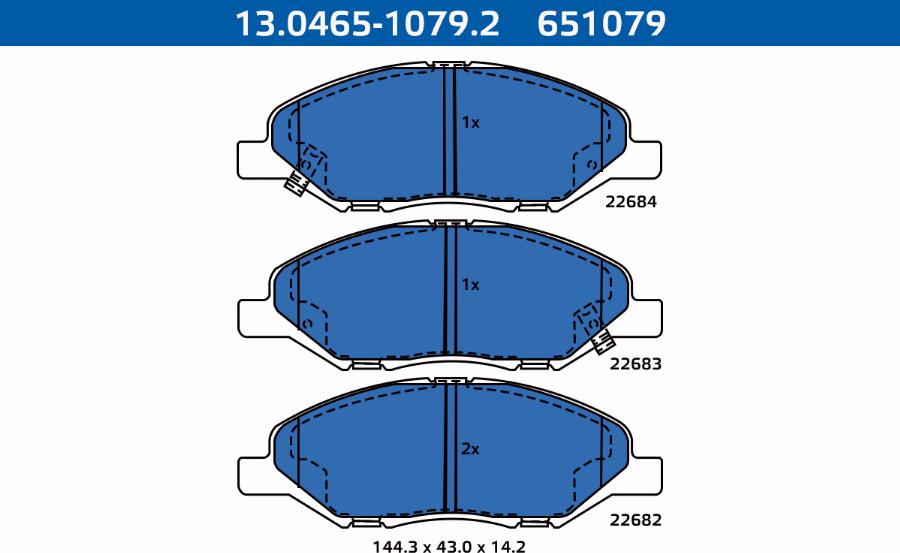 ATE-APAC 13.0465-1079.2 - Set placute frana,frana disc allinparts.ro