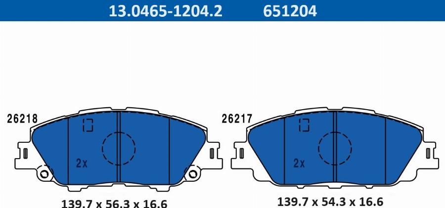 ATE-APAC 13.0465-1204.2 - Set placute frana,frana disc allinparts.ro