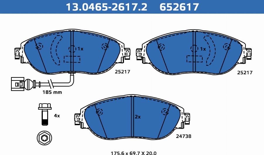 ATE-APAC 13.0465-2617.2 - Set placute frana,frana disc - allinparts.ro