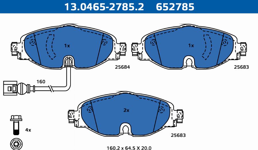 ATE-APAC 13.0465-2785.2 - Set placute frana,frana disc - allinparts.ro